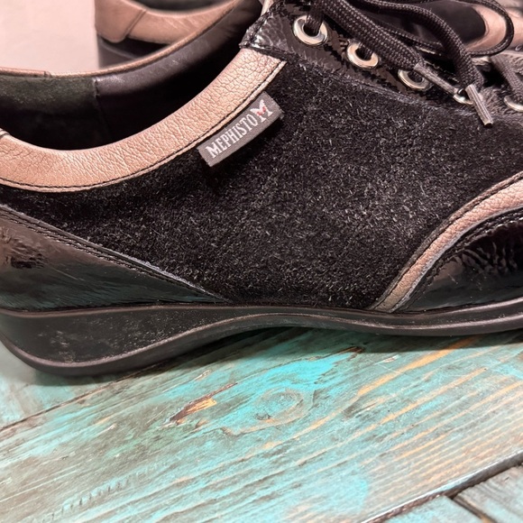 Mephisto Lison Black Suede Patent Leather Shoes Size 8.5 - Picture 2 of 12